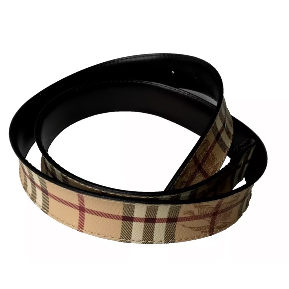 BURBERRY Nova Check PVC Leather Belt 40/100 Italy No Buckle Made In Italy - Picture 8 of 16